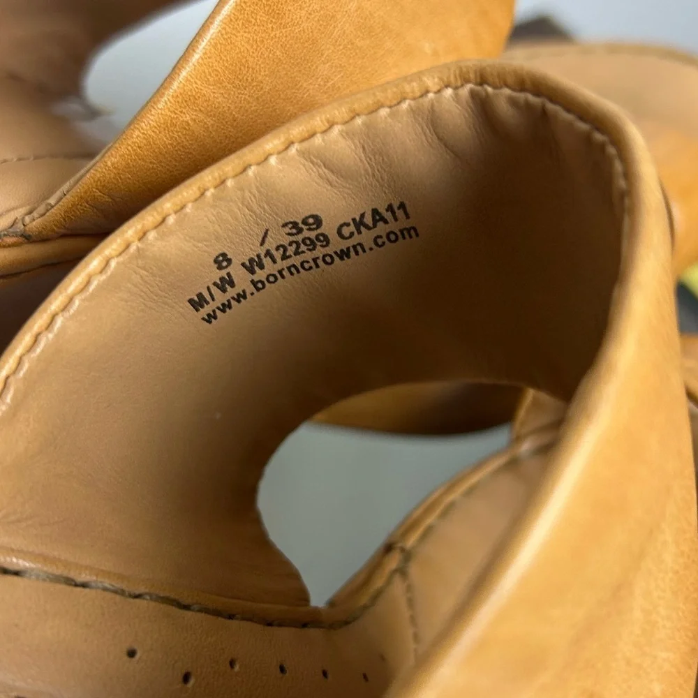 Born Crown Leather Fairy Ankle Platform High Heels Leather Size 8 old money‎ VTG